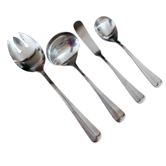 Rogers Jefferson Manor Serving Utensils tip up  center ridge set/5 Stanley Rober - Picture 1 of 7